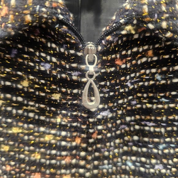 Sag Harbor Tweed Zip Jacket Size 16 Multicolor Metallic Classic Career Blazer - Picture 3 of 10